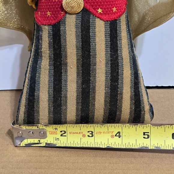 Woof & Poof Christmas Angel Soft Stuffed Ornament Decor Green gold Striped Dress - Picture 7 of 7
